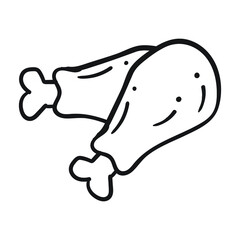 hand drawing style of chicken line art icon vector. Suitable for junk food, restaurant, bar or cafe icon, sign, symbol, cartoon or character.