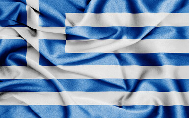 curved fabric texture flag. flag of greece