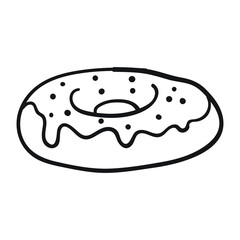 hand drawing style of donut line art icon vector. Suitable for junk food, restaurant, bar or cafe icon, sign, symbol, cartoon or character.