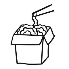 hand drawing style of cup noodles line art icon vector. Suitable for junk food, restaurant, bar or cafe icon, sign, symbol, cartoon or character.