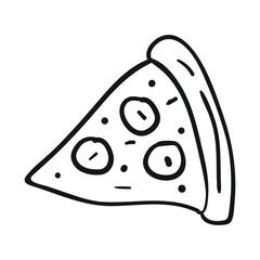 hand drawing style of pizza line art icon vector. Suitable for junk food, restaurant, bar or cafe icon, sign, symbol, cartoon or character.