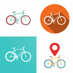 Fototapeta premium Bike icon vector or bicycle mountain rental share location pin pointer flat and simple art pictogram design illustration isolated on white image clipart