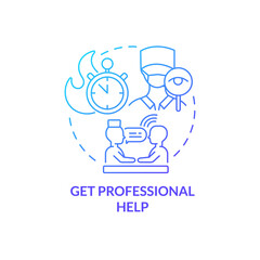 Get professional help blue gradient concept icon. Medical service for patients. Self help with PTSD abstract idea thin line illustration. Isolated outline drawing. Myriad Pro-Bold font used