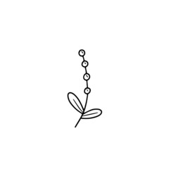 A small twig with berries and leaves in a simple doodle style. Vector isolated illustration.