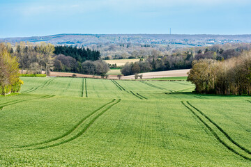 Wye valley looking across to the North Downs near Wye near Ashford, Kent, England