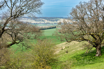 Wye valley looking across to the North Downs near Wye near Ashford, Kent, England