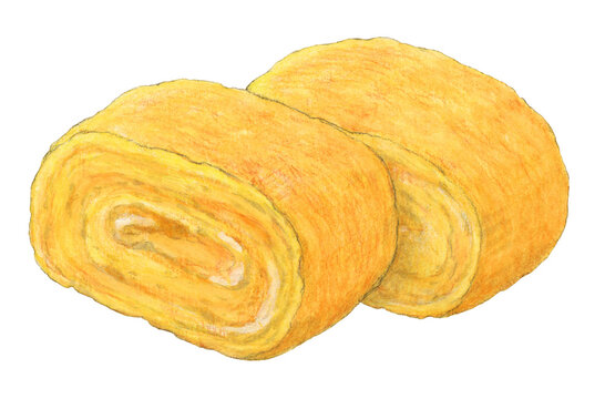 卵焼き 水彩色鉛筆食べ物イラスト Stock Illustration Adobe Stock