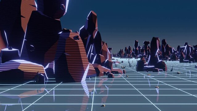 Dark empty planet, retro stylize background, 3d rendering.