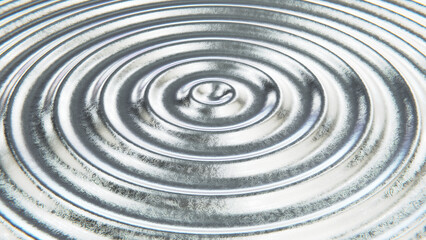 Realistic 3D illustration of the waving silver or tin textured liquid metal surface