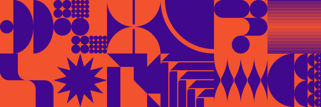 Brutalist Art Inspired Vector Pattern Graphics Made With Bold Abstract Geometric Shapes