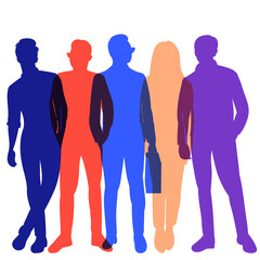 people multicolored silhouette, isolated on white background