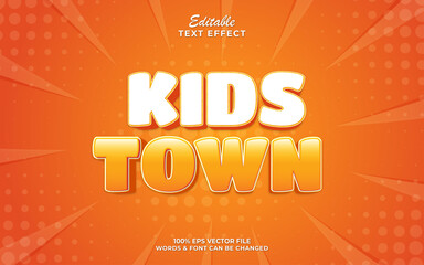 Kids town text, comic style editable text effect
