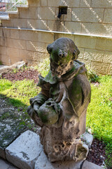 Stone statue of saints on display in the museum of the Church Of Annunciation in Nazareth, northern Israel