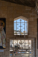 Decorative metal grille on the windows of the Church Of Annunciation in Nazareth, northern Israel