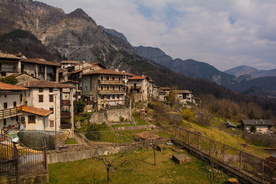 Poffabro, an historic medieval village in the Val Colvera valley in Pordenone province, Friuli-Venezia Giulia, north east Italy
