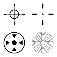 Crosshairs2 Flat Icon Set Isolated On White Background