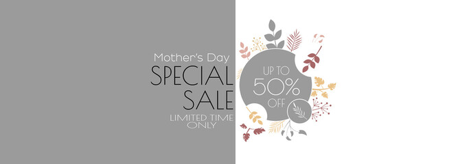 Mother's Day Sale banner. Modern minimal design for Sales. Flat vector illustration.