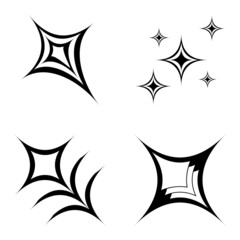 Abstract_4star2 Flat Icon Set Isolated On White Background