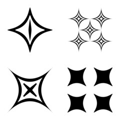 Abstract_4star2 Flat Icon Set Isolated On White Background