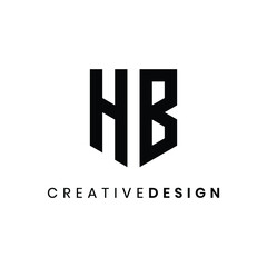 Creative letter HB shield shape logo design vector