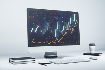 Abstract creative financial diagram on modern computer monitor, banking and accounting concept. 3D Rendering