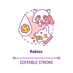 Rabies concept icon. Common health concern for dog abstract idea thin line illustration. Brain inflammation. Fatal disease. Isolated outline drawing. Editable stroke. Arial, Myriad Pro-Bold fonts used