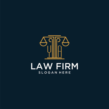 YA initial monogram logo for lawfirm with scale vector design