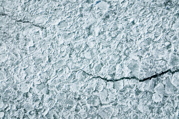 Aerial view of ice floe patterns over the St.Lawrence River during winter