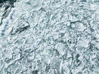 Aerial view of ice floe patterns over the St.Lawrence River during winter