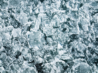 Aerial view of ice floe patterns over the St.Lawrence River during winter