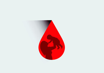 blood day concept. world hemophilia day. mother and baby. vector illustrations