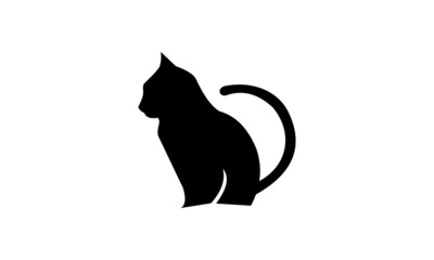 cat logo design template black animal