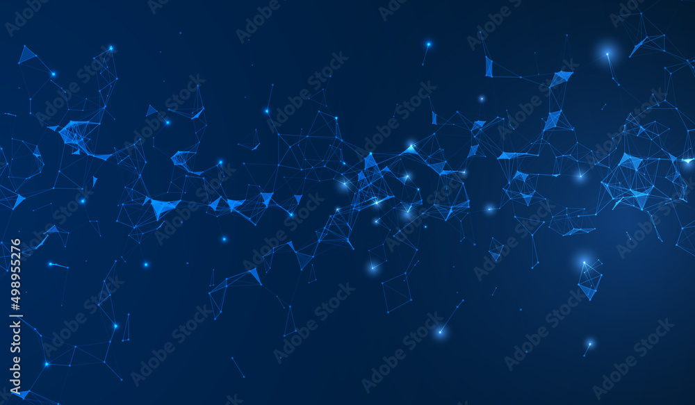 Aufkleber Abstract Polygonal Line Dot Connection Plexus Futuristic Background Concept Vector. Geometric Structure Science Technology Modern Layer Array Illustration.