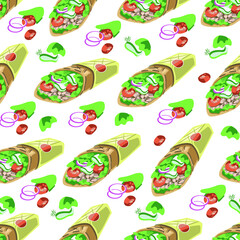 Shawarma pattern colored on a white background. vector