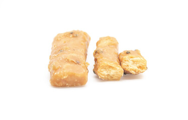 Close-up of traditional Czech Christmas and wedding nutty cookies on white