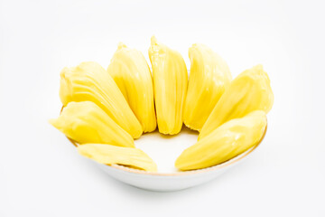 group of jack fruit pieces isolated on a white background