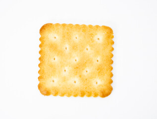 Single rectangular biscuit isolated on white. Top view.
