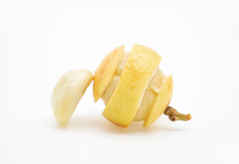Baccaurea motleyana slice isolate on white background,