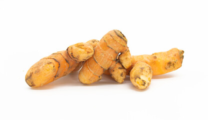 Turmeric roots isolated on white background