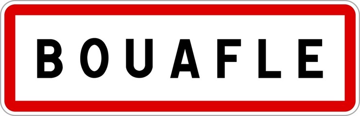 Fototapeta na wymiar Panneau entrée ville agglomération Bouafle / Town entrance sign Bouafle