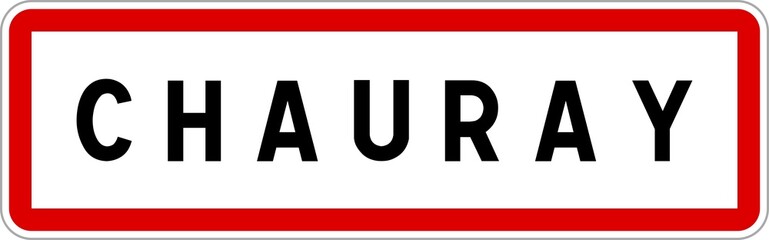 Fototapeta na wymiar Panneau entrée ville agglomération Chauray / Town entrance sign Chauray