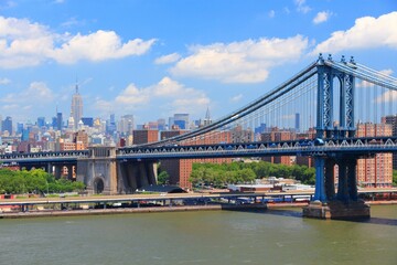 Fototapeta na wymiar New York Manhattan Bridge skyline
