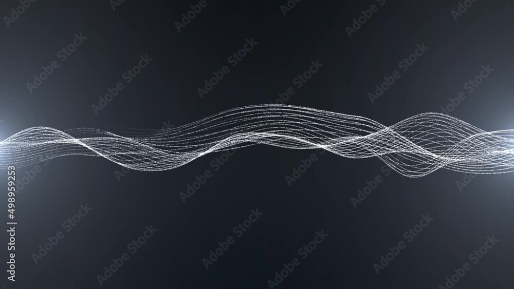 Poster animated halftone wave background. spiral rotation shimmer lines, strings. chaotic flow snow. glow m