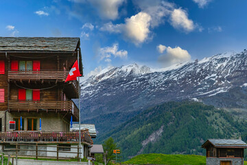 Sunny spring day in the swiss alps