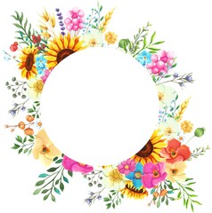Fototapeta na wymiar colorful flowers frame |watercolor floral frame