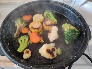 frying pan with vegetables