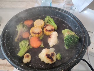 frying pan with vegetables