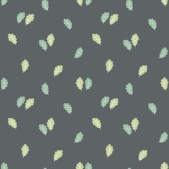 Oak tree leaves cute hand drawn seamless vector pattern. Forest plant drawing. Scandinavian style background for apparel, fabric, wallpaper, textile, packaging, card, print, wrapping paper.