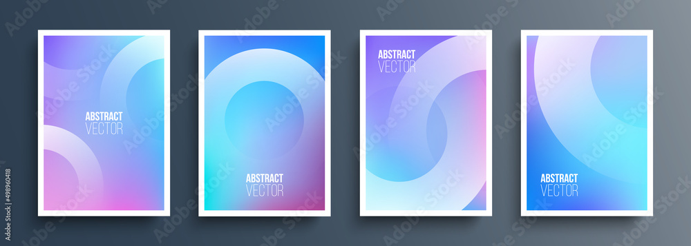 Poster set of abstract cover templates with soft gradient circles. futuristic backgrounds with dynamic circ