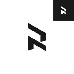 Unique letter R logo design on black and white background